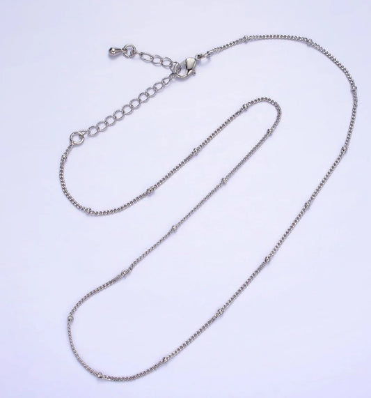 Silver Satellite Curb Chain Necklace